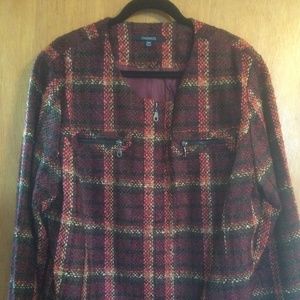 Maroon plaid tweed jacket, 20W, Chadwick's, Plus s